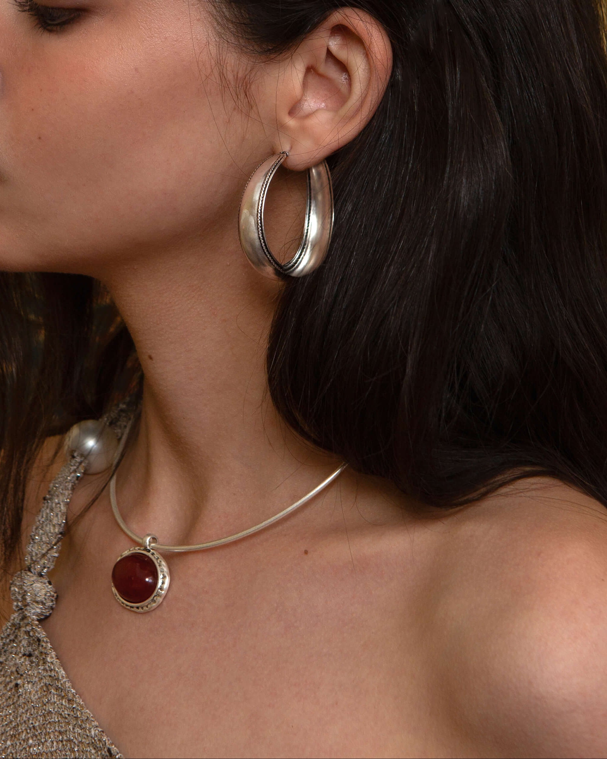 Orin Large Hoop Earrings in Silver
