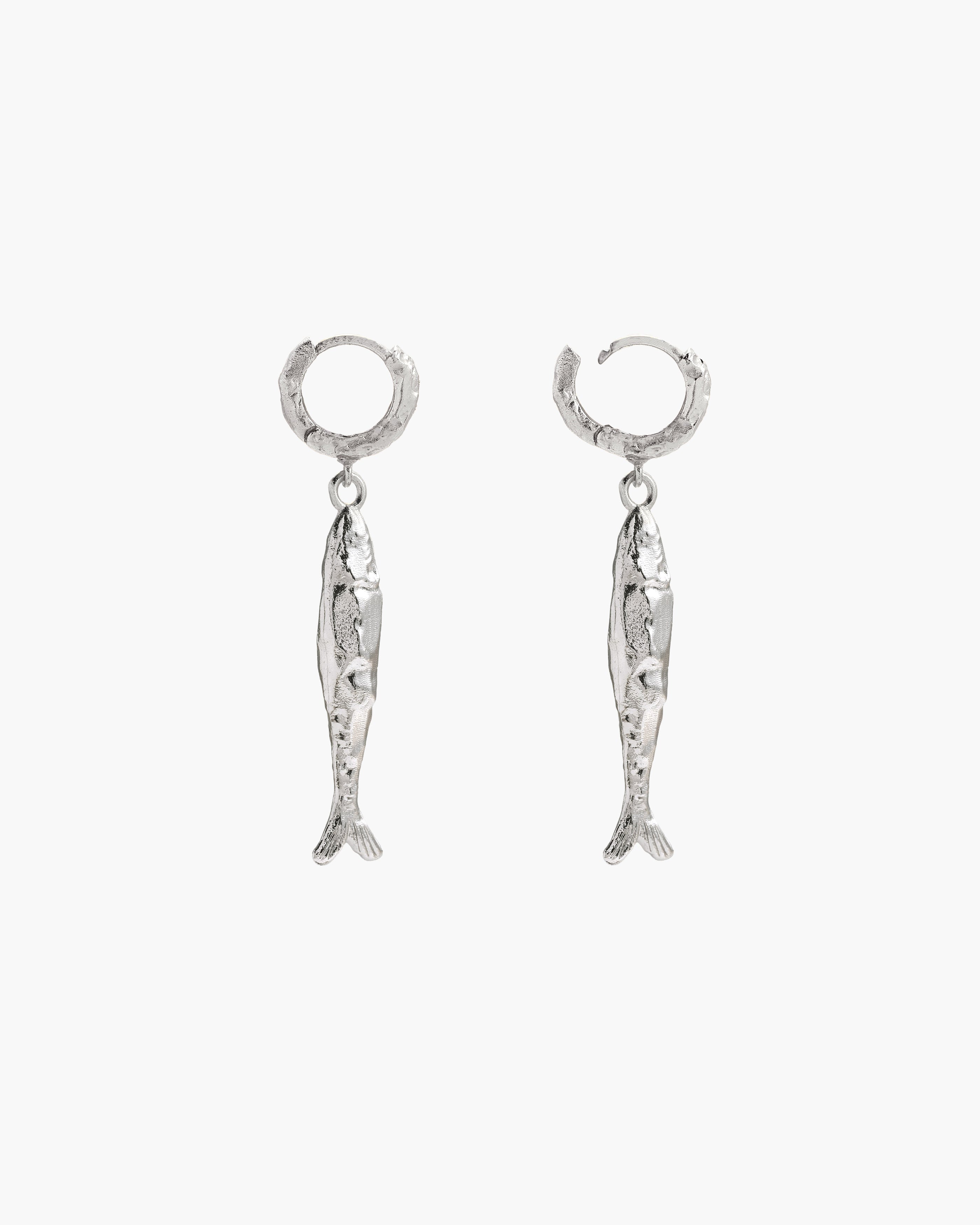 Silver Anchovy Earrings
