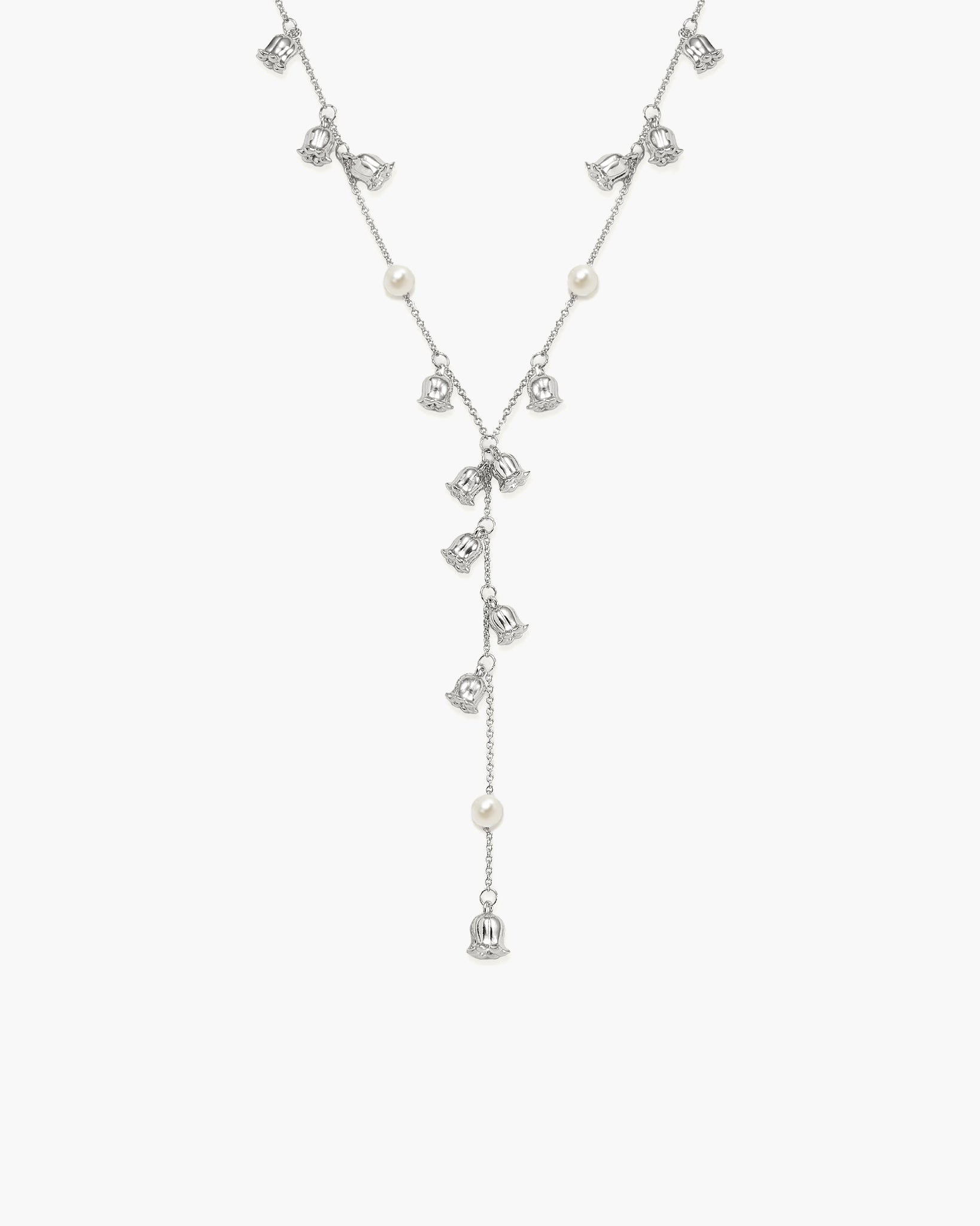 Lily of the Valley Pearl Lariat Necklace