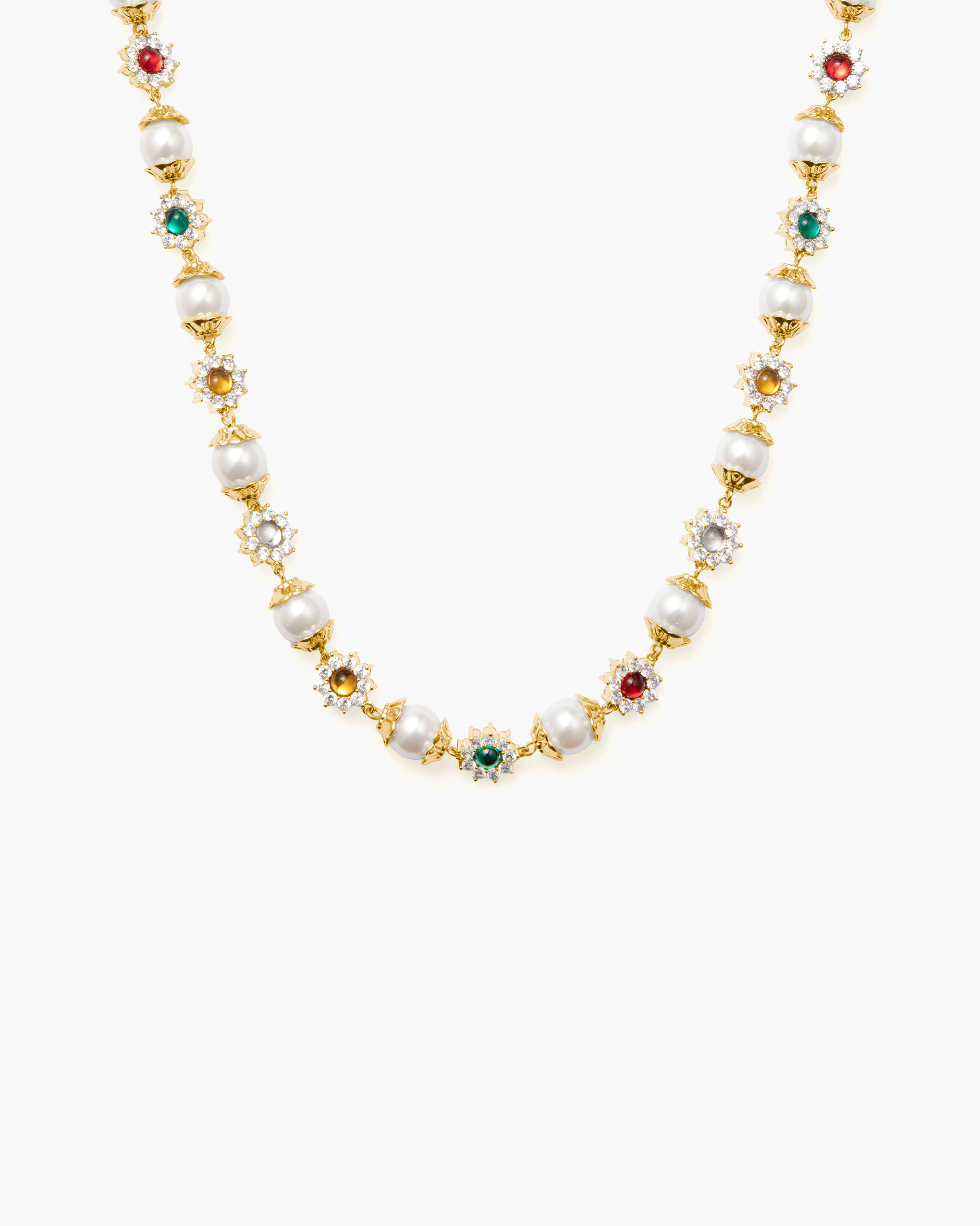 Daisy Pearl Necklace in Silver