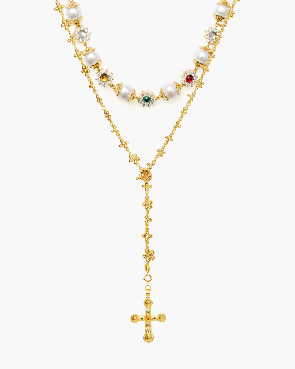 Daisy Pearl Necklace in Silver