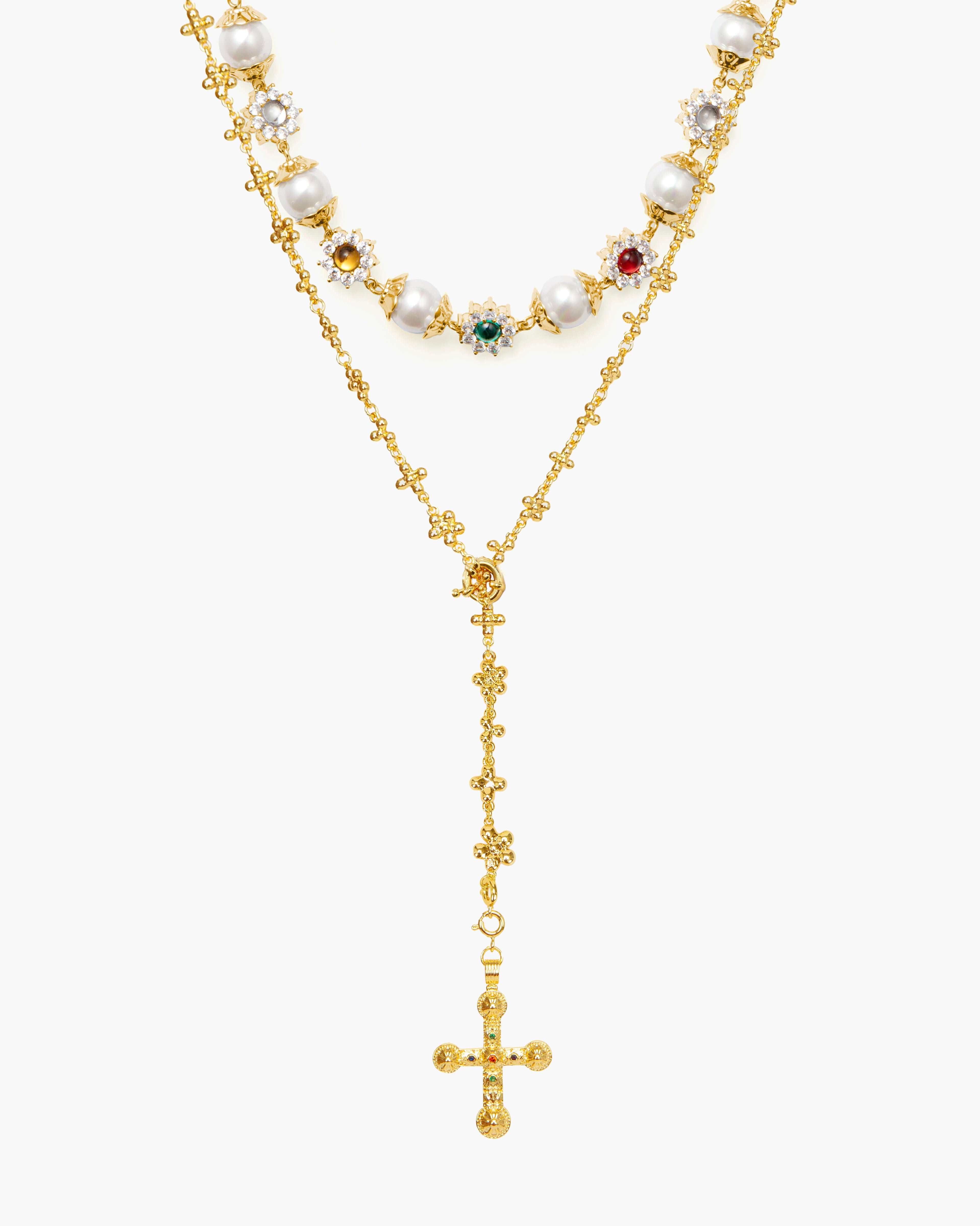 Daisy Pearl Necklace in Silver