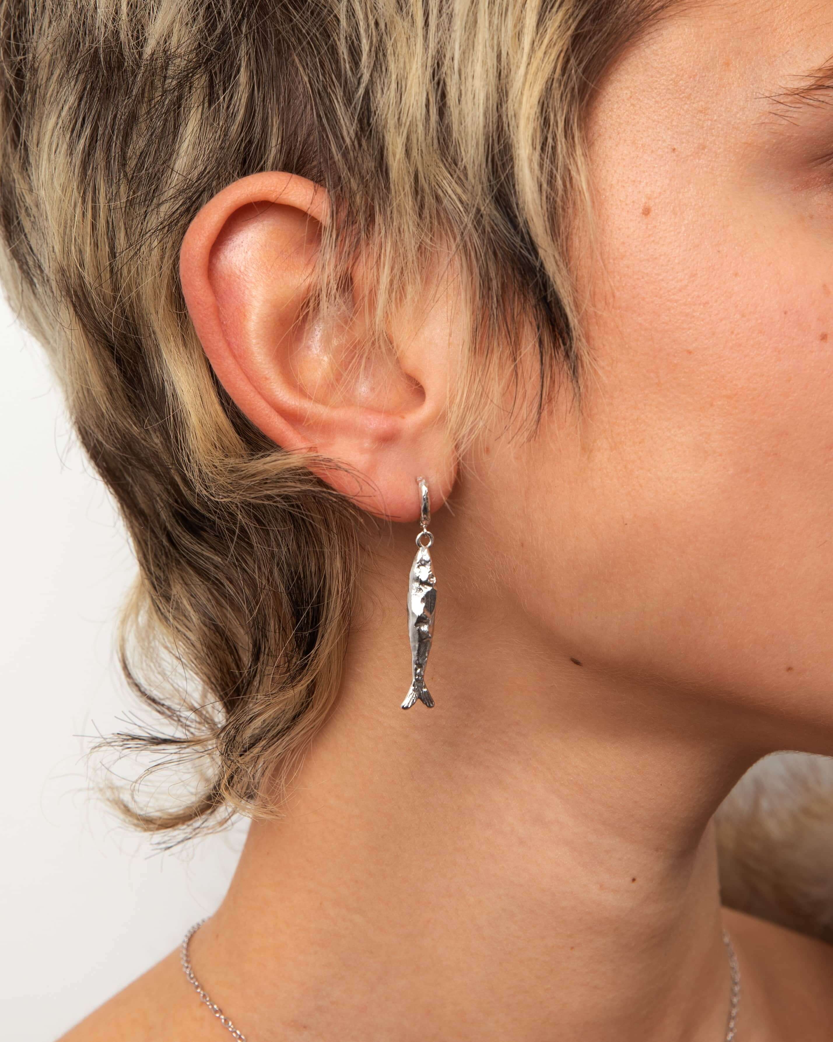 Silver Anchovy Earrings