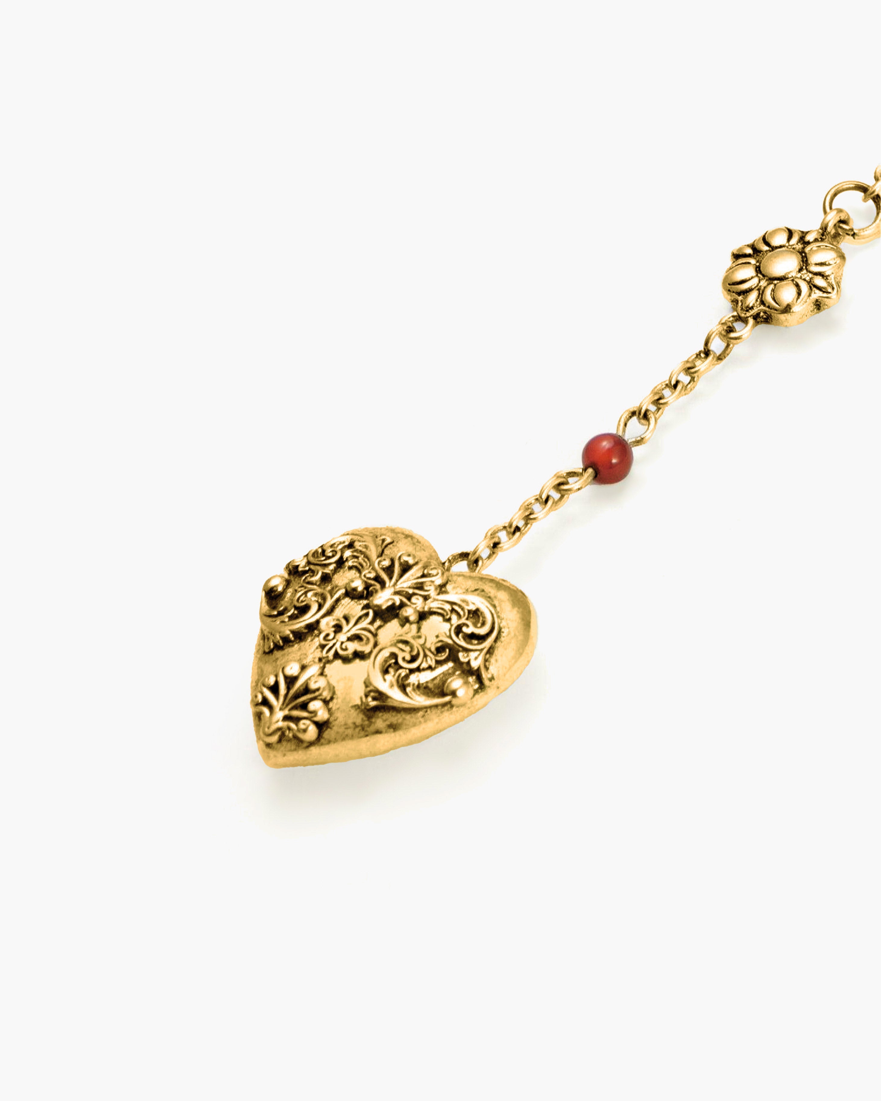Carnelian Veil Lariat Necklace in Gold