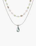 Waterdrop & Whimsical Romance Stone Necklace Set in Silver