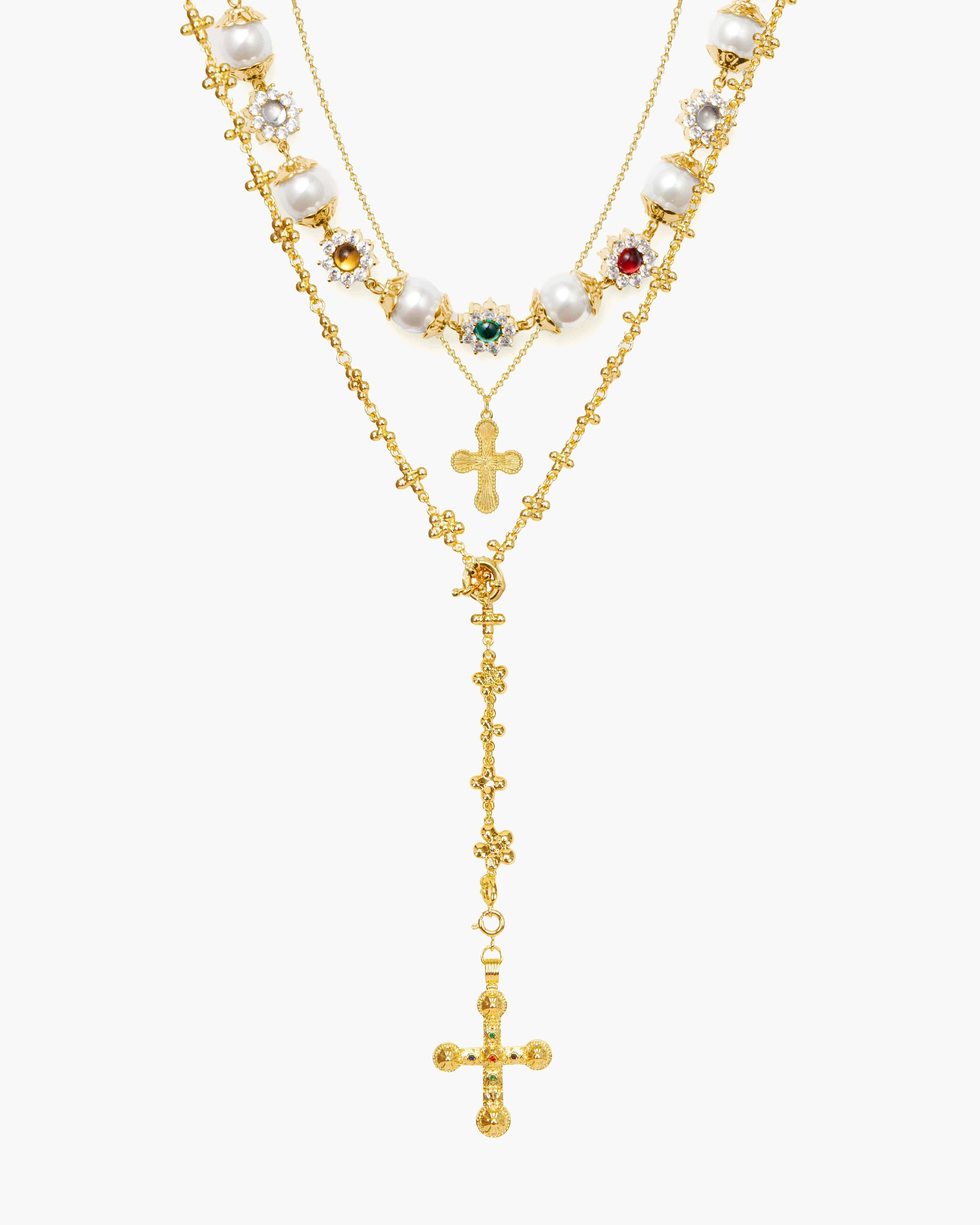 Daisy Pearl Necklace in Silver