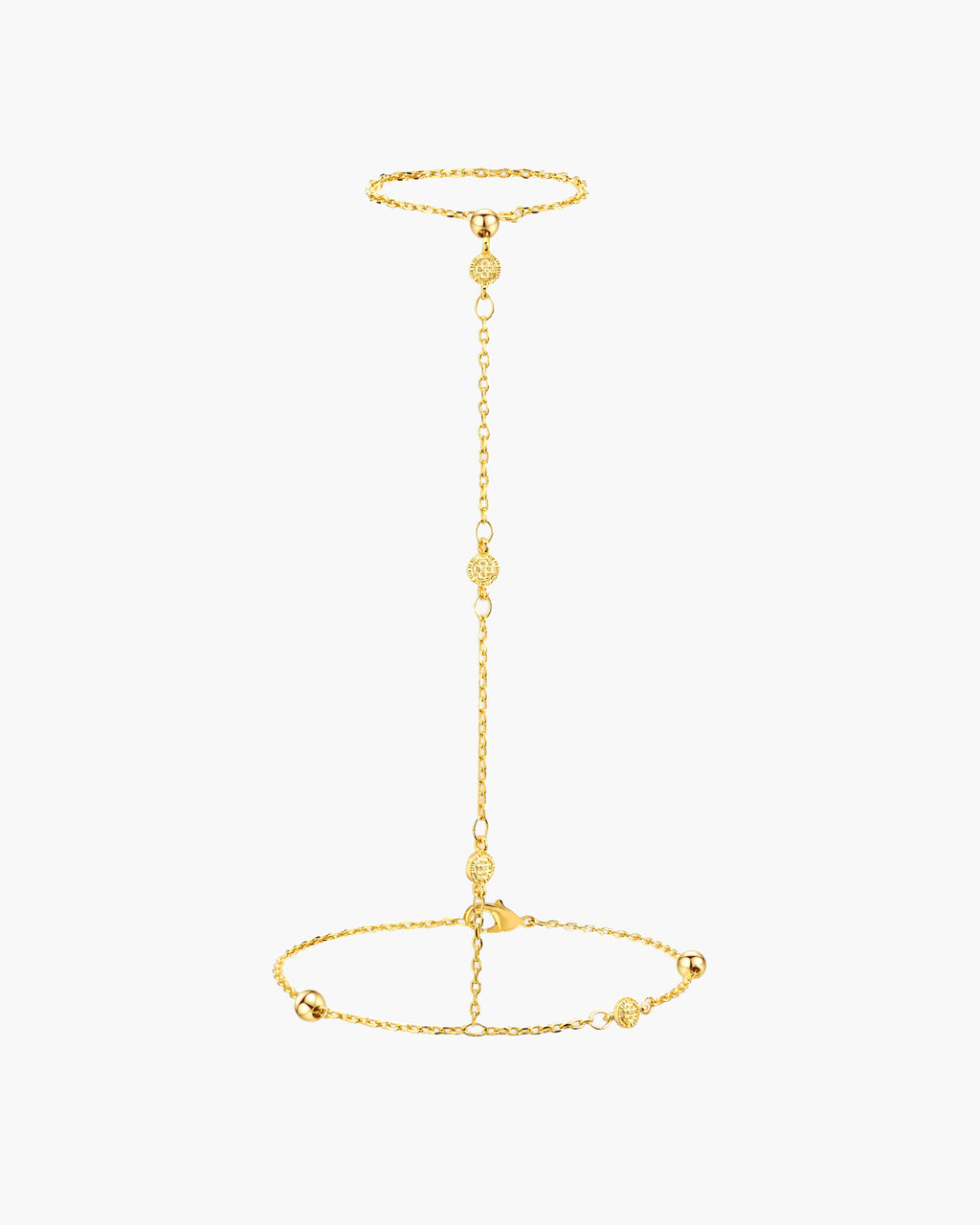 Golden Hojas Coin Hand Chain Bracelet