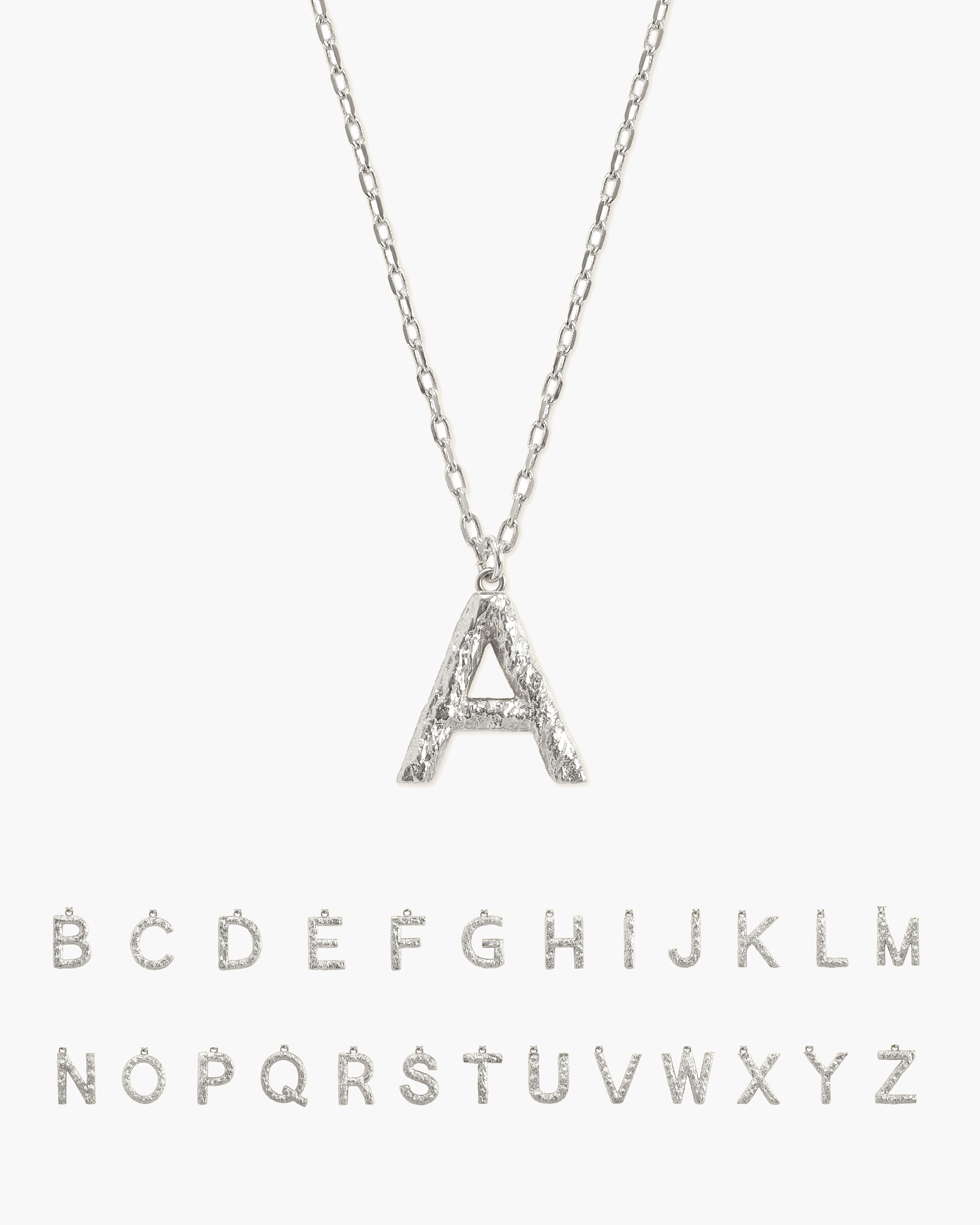 Textured Initial Letter Necklace