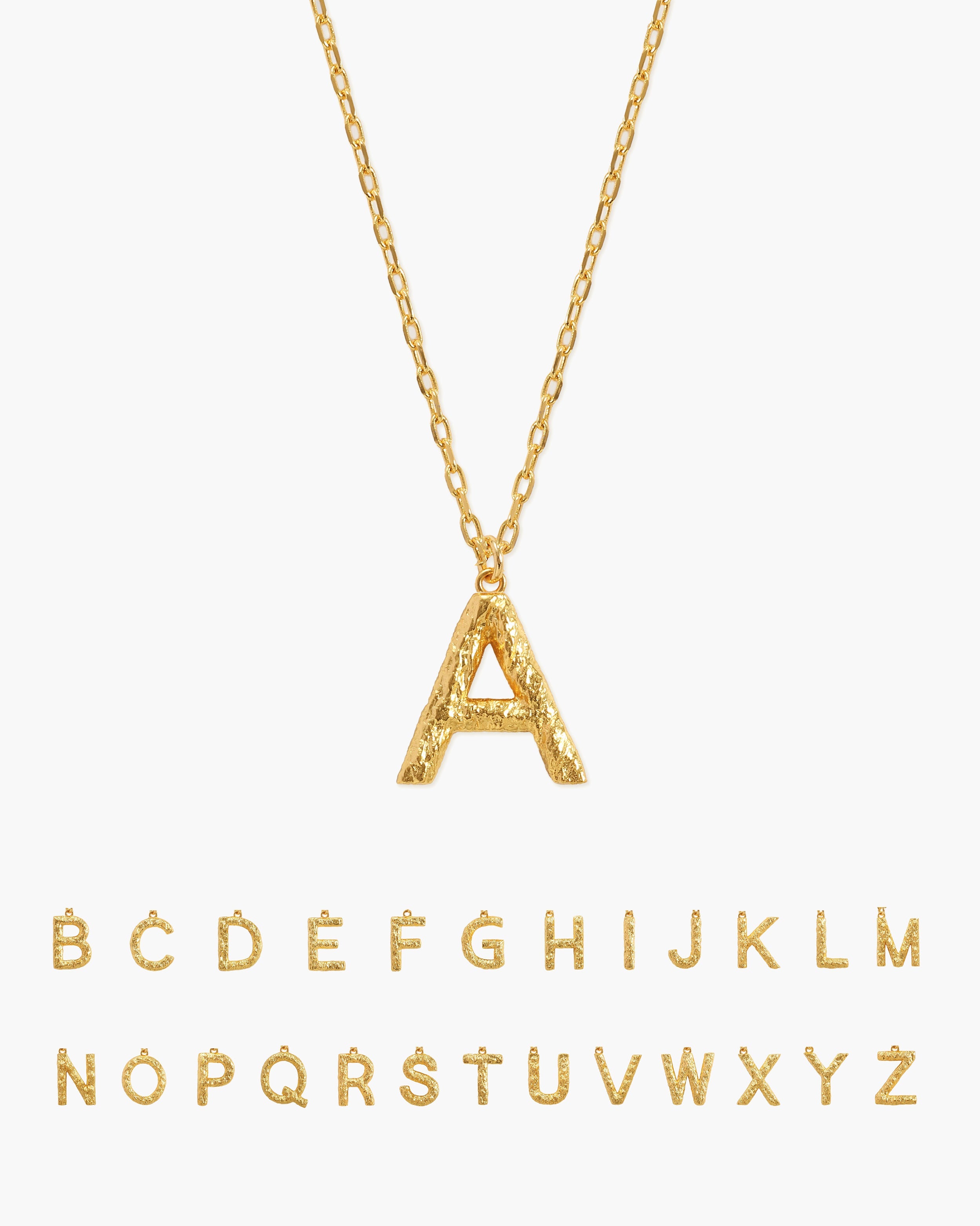 Textured Initial Letter Necklace